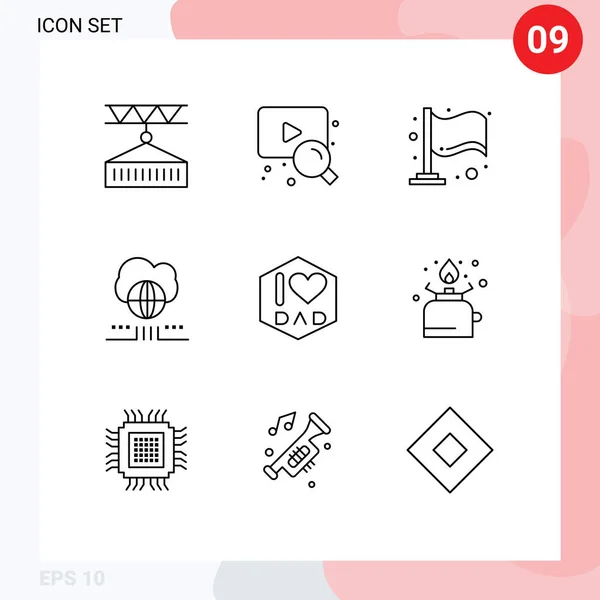 Vector Icon Pack Line Signs Symbols Father Day Dad Finish — 스톡 벡터