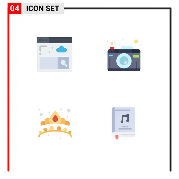Mobile Interface Flat Icon Set Mit Piktogrammen Für Browser Schmuck — Stockvektor