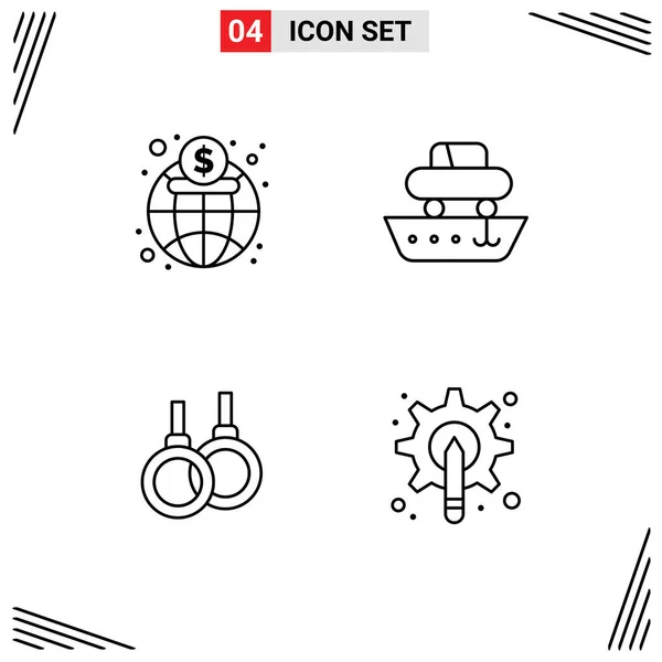 Set Modern Icons Sysymbols Signs Economy Athletic Finance Ship Sport — Archivo Imágenes Vectoriales