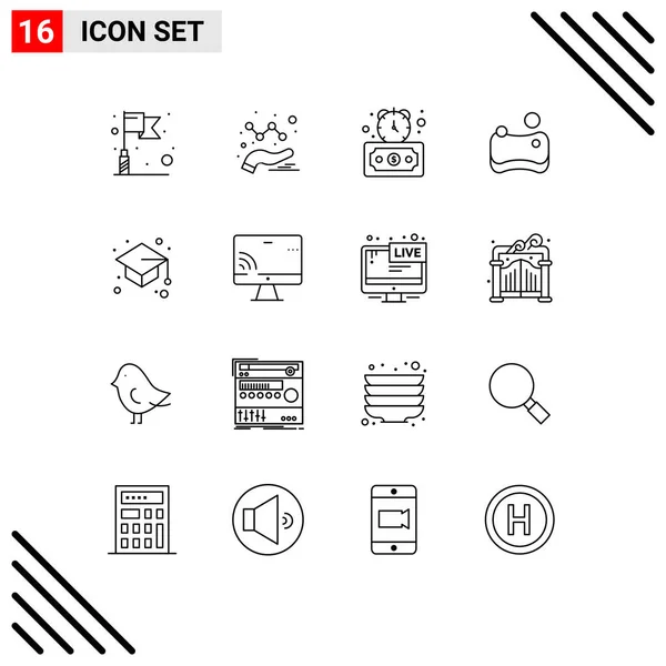 Creative Icons Modern Signs Symbols Screen Graduate Cap Fast Education — Stock Vector