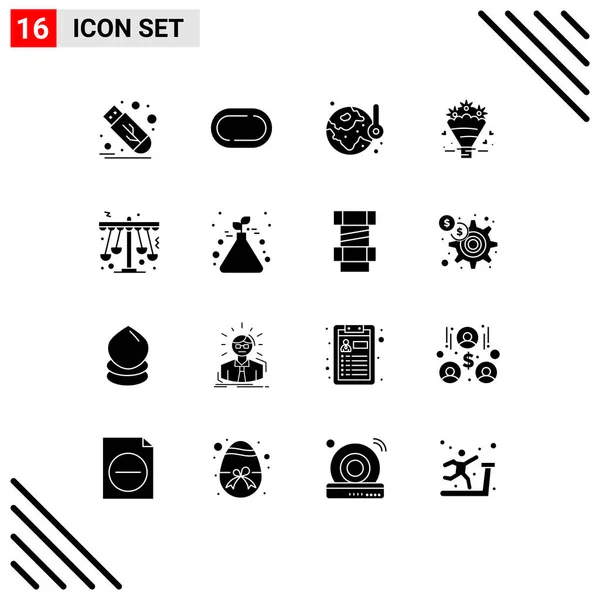 16创意图标秋千 弹球可编辑矢量设计元素的现代符号和符号 — 图库矢量图片