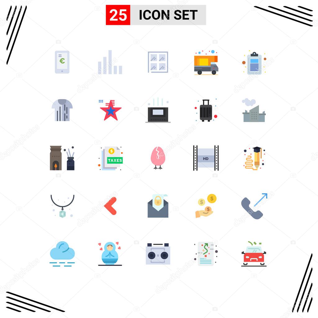 Set of 25 Commercial Flat Colors pack for test, education, construction, document, doodle Editable Vector Design Elements