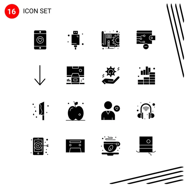 2014 Mobile Interface Solid Glyph Set Pictograms Cabin Arrow Blue — 스톡 벡터