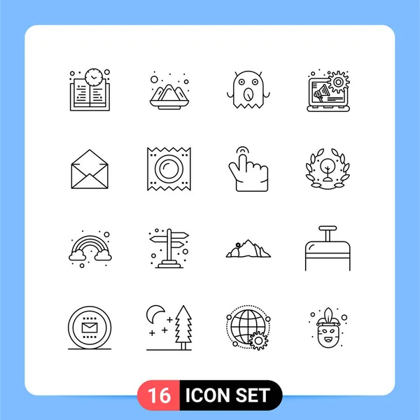 Thematic Vector Outlines Editable Symbols Condom Message Alien Mail Content — 스톡 벡터