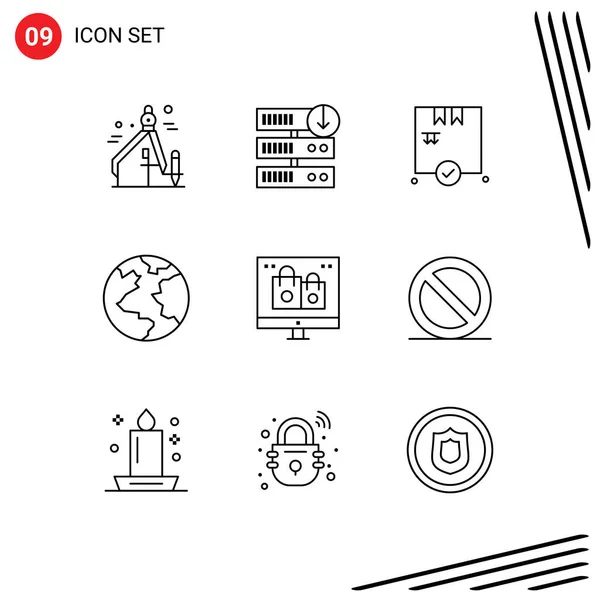 Mobile Interface Outline Set Pictograms Holiday Event Box Christmas World — Archivo Imágenes Vectoriales