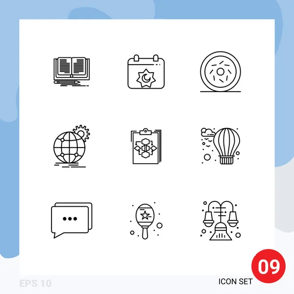 Stock Vector Icon Pack Sinais Linha Símbolos Para Negócios Engrenagem —  Vetores de Stock