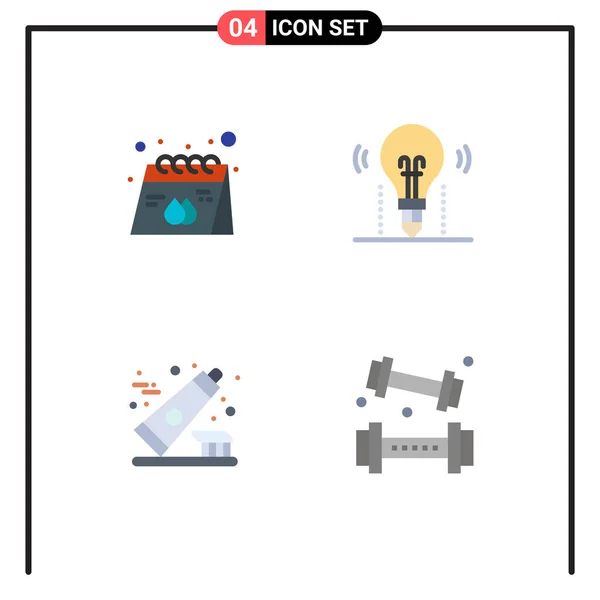 Mobile Interface Flat Icon Set Pictograms Advertisement Science Print Bulb — Vector de stock