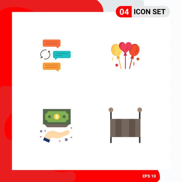 Set Vector Flat Icons Grid Chat Heart Dialogue Bloone Funding — Vector de stock
