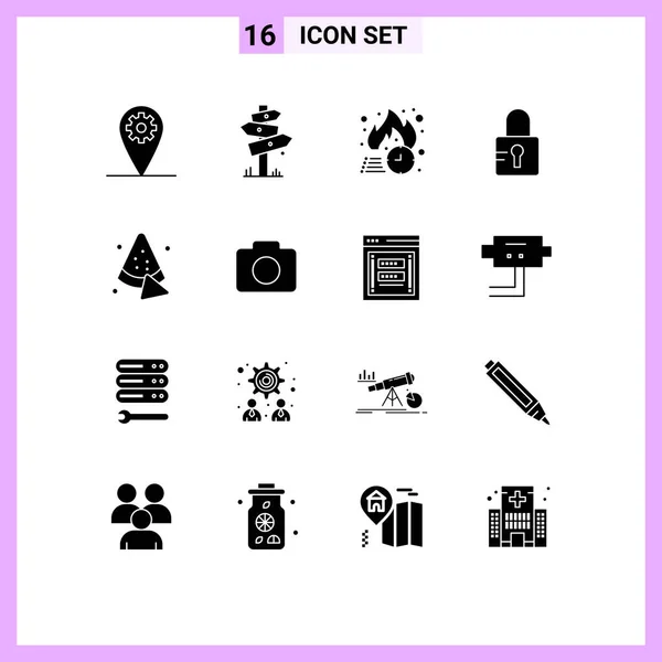 Mobile Interface Solid Gyph Set Pictograms Food School Free Delivery — Vector de stock