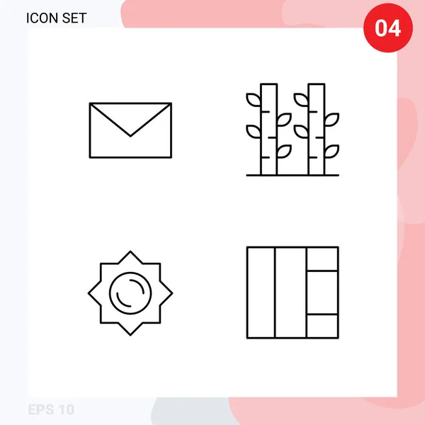 Creative Icons Modern Signs Symbols Email Greece Bamboo Plant Wireframe — Stock Vector