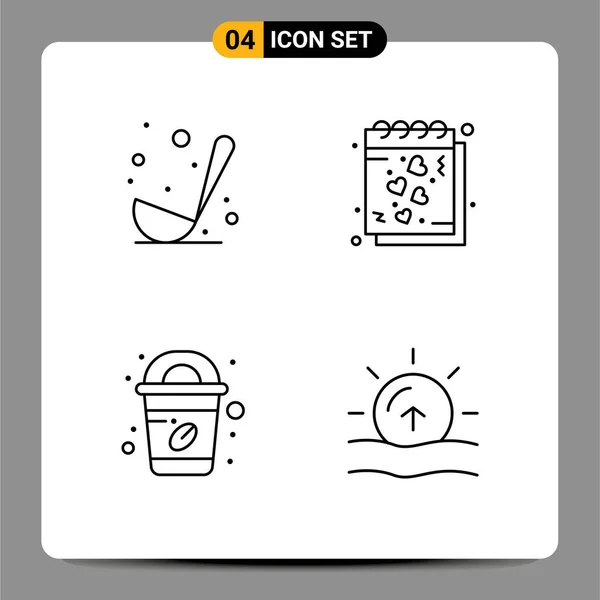 User Interface Line Pack Modern Signs Symbols Cooking Coffee Ladle — Vetor de Stock