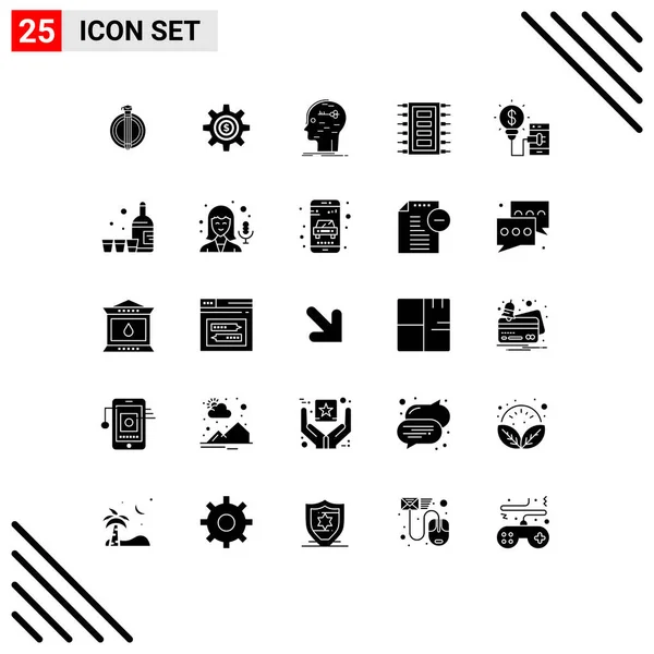 Stock Vector Icon Pack Mit Zeilenzeichen Und Symbolen Für Computer — Stockvektor