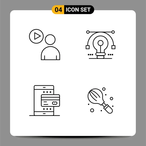 Stock Vector Icon Pack Line Signs Symbols User Card Watch — 스톡 벡터