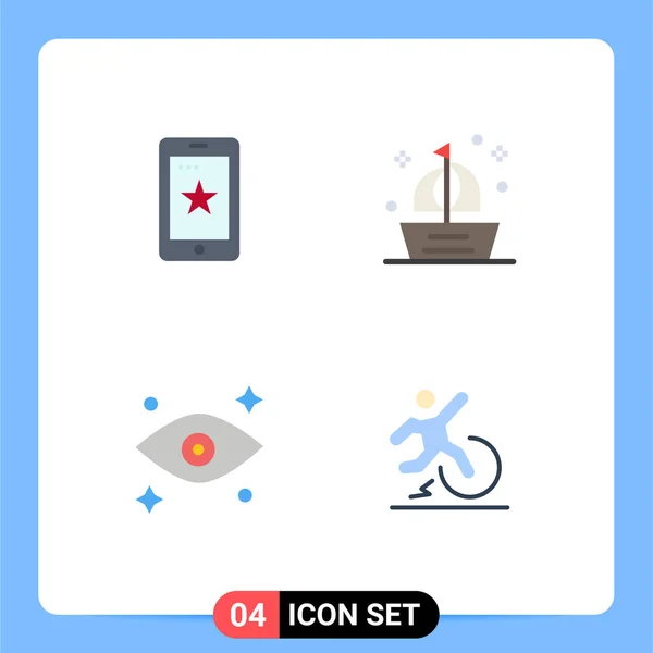 Modern Set Flat Icons Pictograph Mobile Eye Ireland Sail Watching — Stock Vector