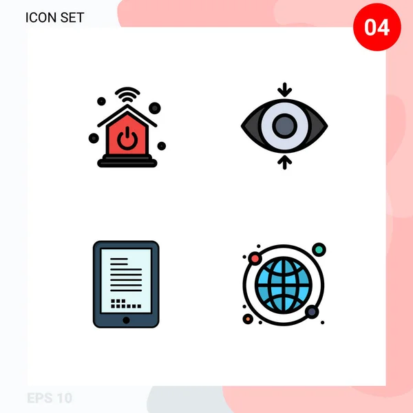 Set Modern Icons Sysymbols Signs Home Network Cell Eye Mobile — Vector de stock