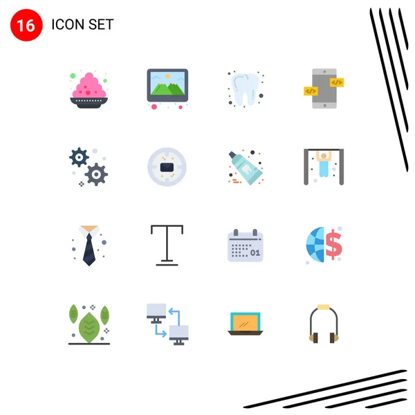 Universal Icon Symbols Group Modern Flat Színek Üzleti Fogaskerék Beállítás — Stock Vector