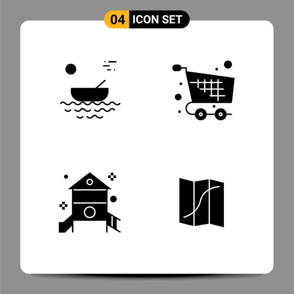 Set Modern Icons Sysymbols Signs Boat Checkout River Checkout Children — Vector de stock