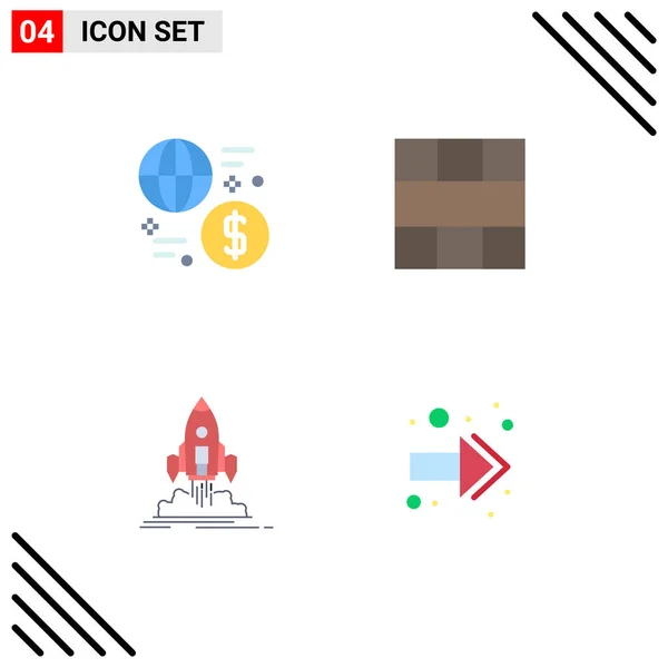 Groupe Icônes Plates Signes Symboles Pour Monnaie Espace Travail Argent — Image vectorielle