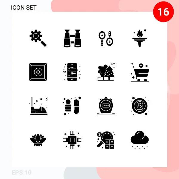 Solid Glyphs Signs Symbols Product Box Search Training Education Editable — 스톡 벡터