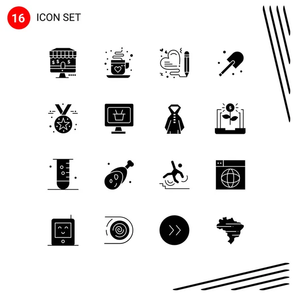 2014 Mobile Interface Solid Glyph Set Pictograms Star Award Love — 스톡 벡터