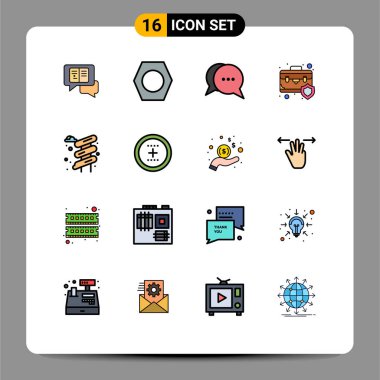 Su, koruma kalkanı, konuşma, sigorta, evrak çantası Düzenlenebilir Yaratıcı Vektör Tasarım Elemanları için 16 Ticari Düz Renk Paketi