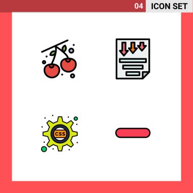 Böğürtlen, dişli, veri, kağıt, css dişli düzenlenebilir vektör tasarım elementlerinin 4 Basit Dosya Çizgisi Düz Renklerinden oluşan düzenlenebilir vektör satırı paketi