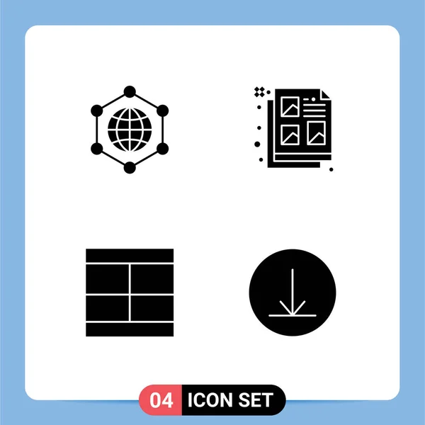 Thematic Vector Solid Glyphs Editable Symbols Global Draw Creative Idea — Stock Vector
