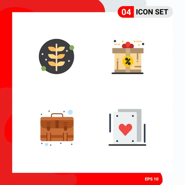 Set Vector Flat Icons Grid Grow Business Plant Discount Suitcase — Stock Vector