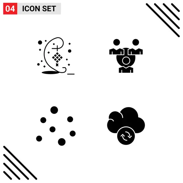 Modern Set Solid Glyphs Symbols Decoration Bubbles Hari Raya Office — Stock Vector