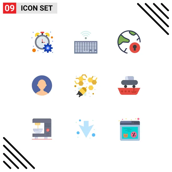 Set Modern Icons Sysymbols Signs Honey Profile Global User Protection — Vector de stock