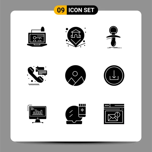 Mobile Interface Solid Gyph Set Pictograms Call Phone Home Help — Vector de stock