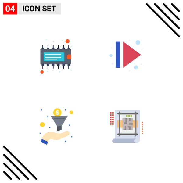 Pack Creative Flat Icons Component Funnel Multimedia Architecture Editable Vector — Stock Vector