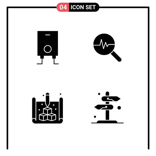 Pack Línea Vectores Editables Glifo Simple Sólido Caldera Impresión Gráfico — Vector de stock