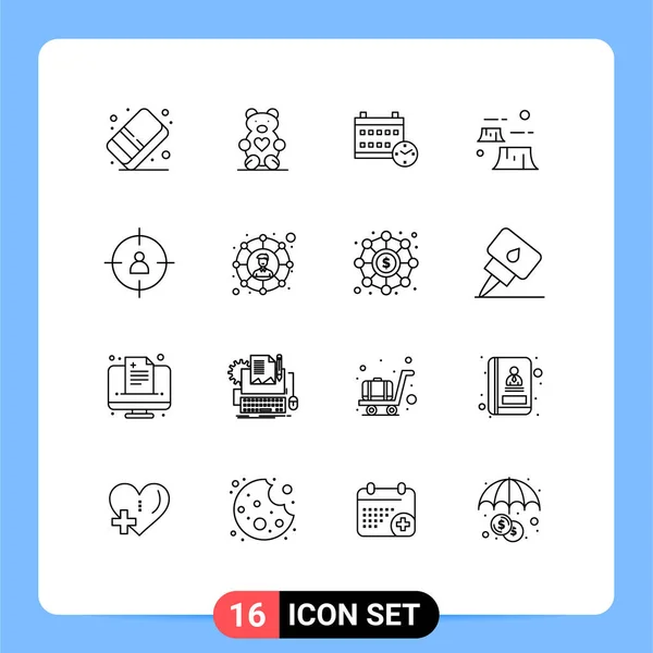 Creative Icons Modern Signs Sysymbols Business Destruction Calendar Deforestation Factory — Vector de stock