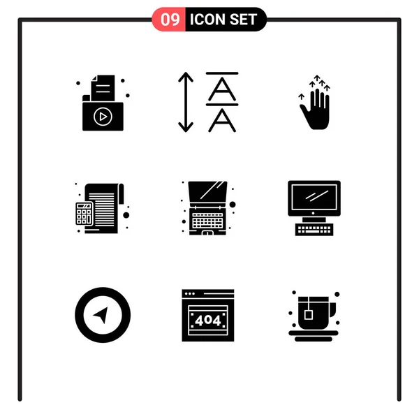 Set Modern Icons Symbols Signs Technology Computer Hand Arrow Percentage — Stock Vector