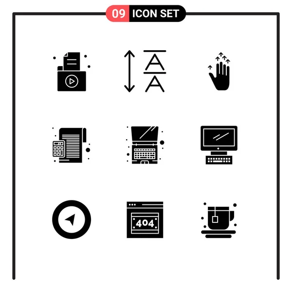用于技术 计算机 手工箭头 百分比 可编辑向量设计元素的9个现代Ui图标符号集 — 图库矢量图片