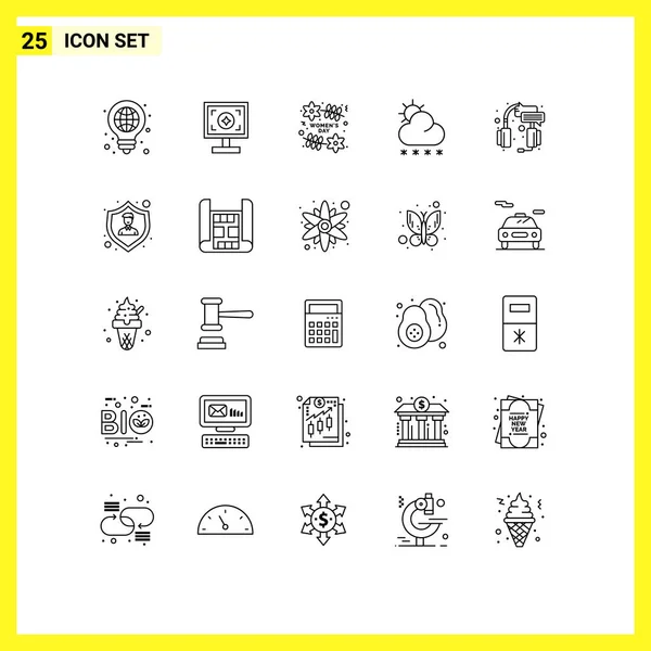 Set Modern Icons Symbols Signs Center Sun Print Snow Women — Stock Vector