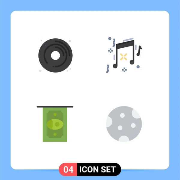 Πακέτο Δημιουργικών Flat Icons Money Hobby Party Moon Editable Vector — Διανυσματικό Αρχείο