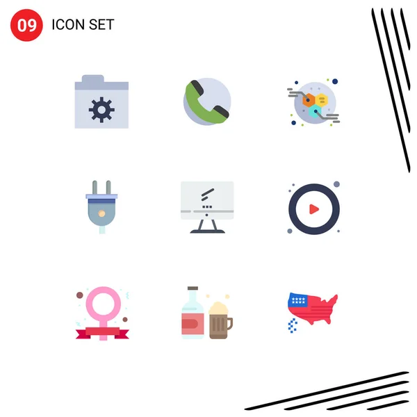 Universal Icon Symbols Group Modern Flat Colors Device Power Monitor — Stockový vektor