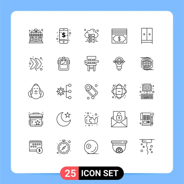 Universal Icon Symbols Group Modern Lines Home Closet Cloud Appliances — Stock Vector