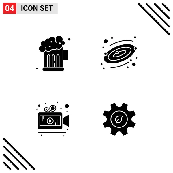 Universal Icon Symbols Group Modern Solid Glyphs Beer Eco Astronomy — Stock Vector