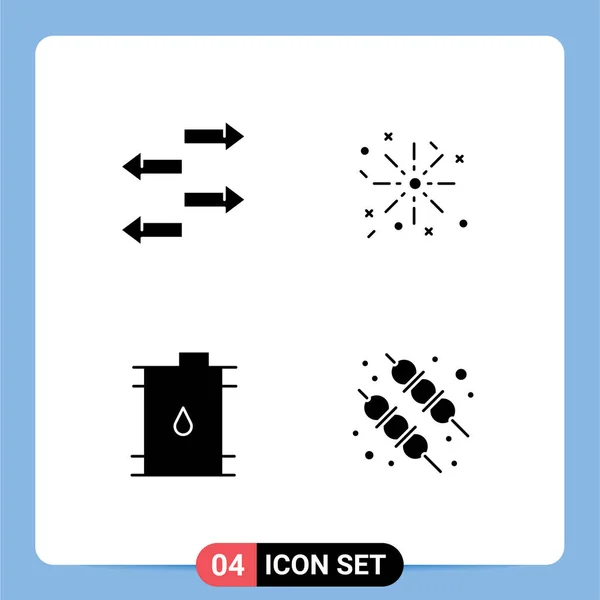 Творческие Иконы Современные Знаки Символы Экспорта Нефти Огня Бочки Барбекю — стоковый вектор