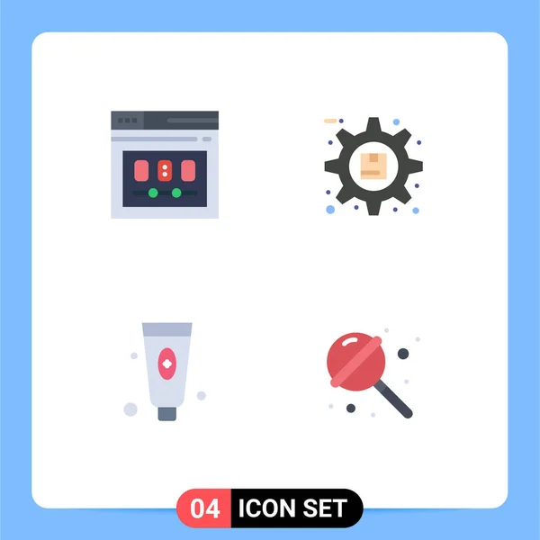 Mobile Interface Flat Icon Set Mit Piktogrammen Für Browser Produkt — Stockvektor