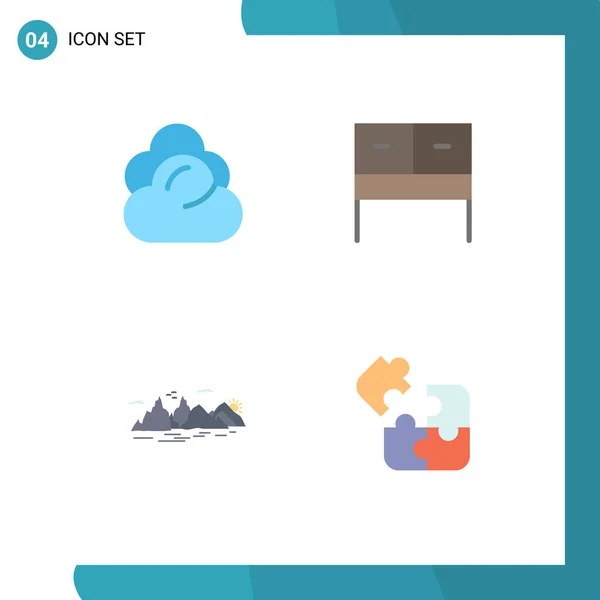 Thematic Vector Flat Icons Editable Sysymbols Climate Landscape Storage Table — Vector de stock