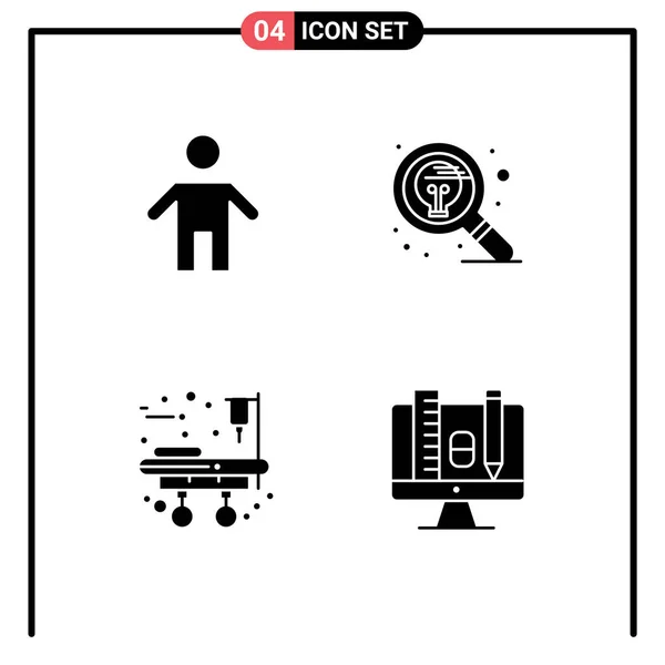 医疗设备 可编辑向量设计元素的4个主题向量实体字形和可编辑符号 — 图库矢量图片