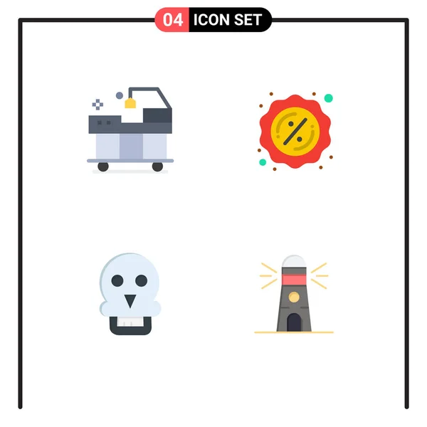 Interface Utilisateur Icône Plate Pack Signes Symboles Modernes Lit Médical — Image vectorielle