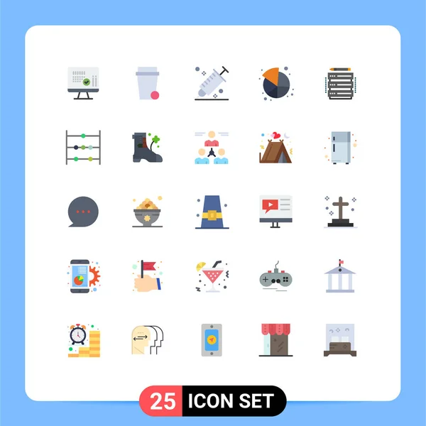 Mobile Interface Flat Color Set Pictograms Database Share Color Pie — 스톡 벡터