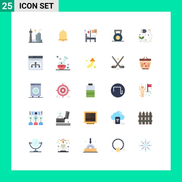 Pictogram Set Simple Flat Colors Eco Gym Sound Fitness Room — 스톡 벡터