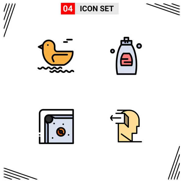 Iconos Creativos Signos Símbolos Modernos Pato Juego Baño Jabón Puerta — Vector de stock