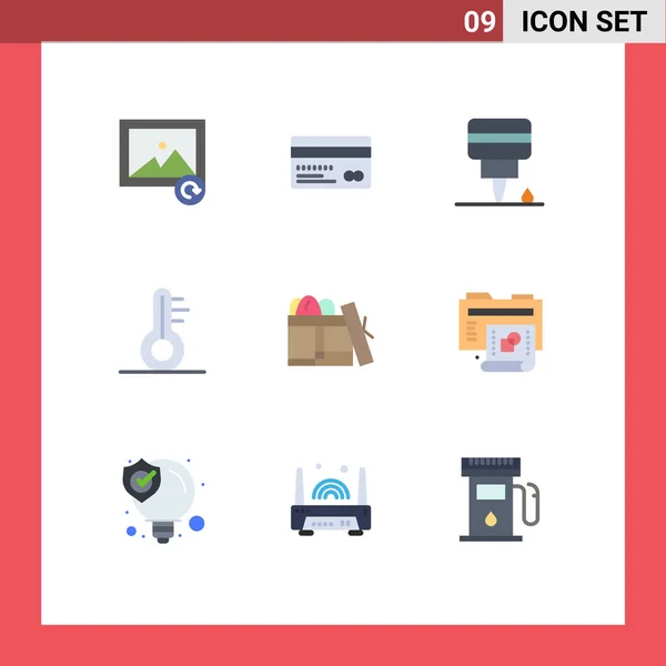 Interface Usuário Flat Color Pack Modern Signs Symbols Day Box — Vetor de Stock